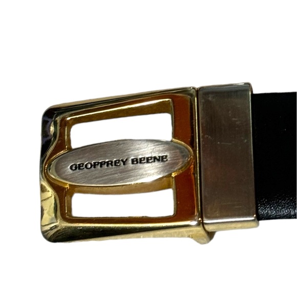 Geoffrey Beene leather belt Reversible Smooth 44 Italy Brown Gold Silver - Picture 8 of 11